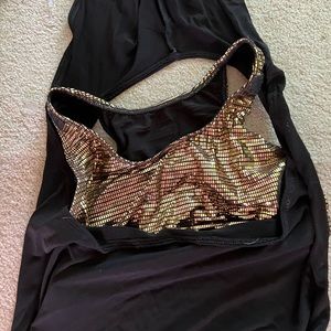 Hiphop costume 3 piece set. Pants, sports bra,and cover top.